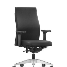 Bureaustoel LX184 Pro - Zwarte stof en aluminium kruisvoet - voor - schuin aanzicht - BureaustoelenMKB