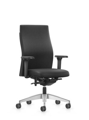 Bureaustoel LX184 Pro - Zwarte stof en aluminium kruisvoet - voor - schuin aanzicht - BureaustoelenMKB